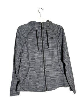 The North Face Gray & Black Striped Full-Zip Hoodie Jacket Size L